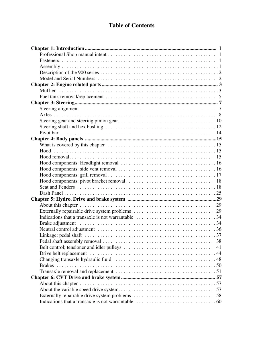 Cub Cadet 900 Series Riding Tractor Service & Repair Manual preview page 3