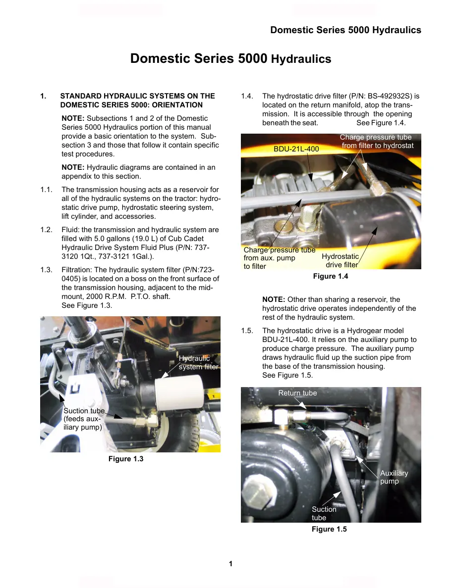 Cub Cadet -Cadet 5254 Compact Tractor Service & Repair Manual preview page 5