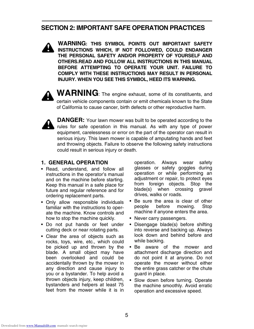 Cub Cadet gt3200 Riding Mower Operator's Manual preview page 5