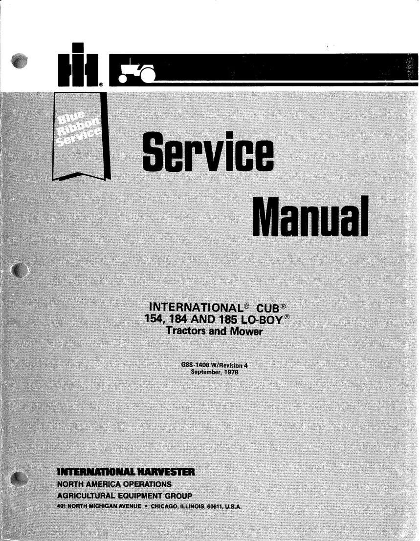 Cub Cadet International IH 154 184 185 Tractor Service & Repair Manual preview page 1