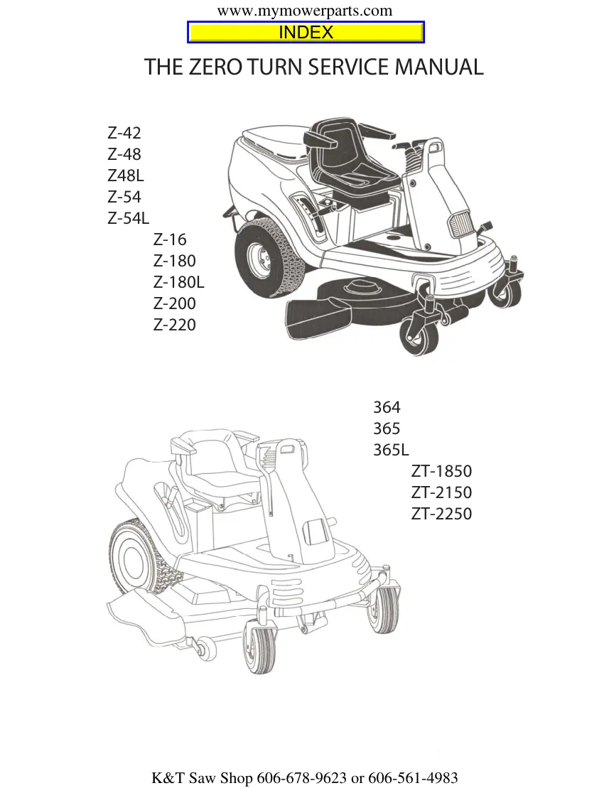 Cub Cadet Z Series Zero Turn 360 Zero-Turn Mower Service & Repair Manual preview page 1