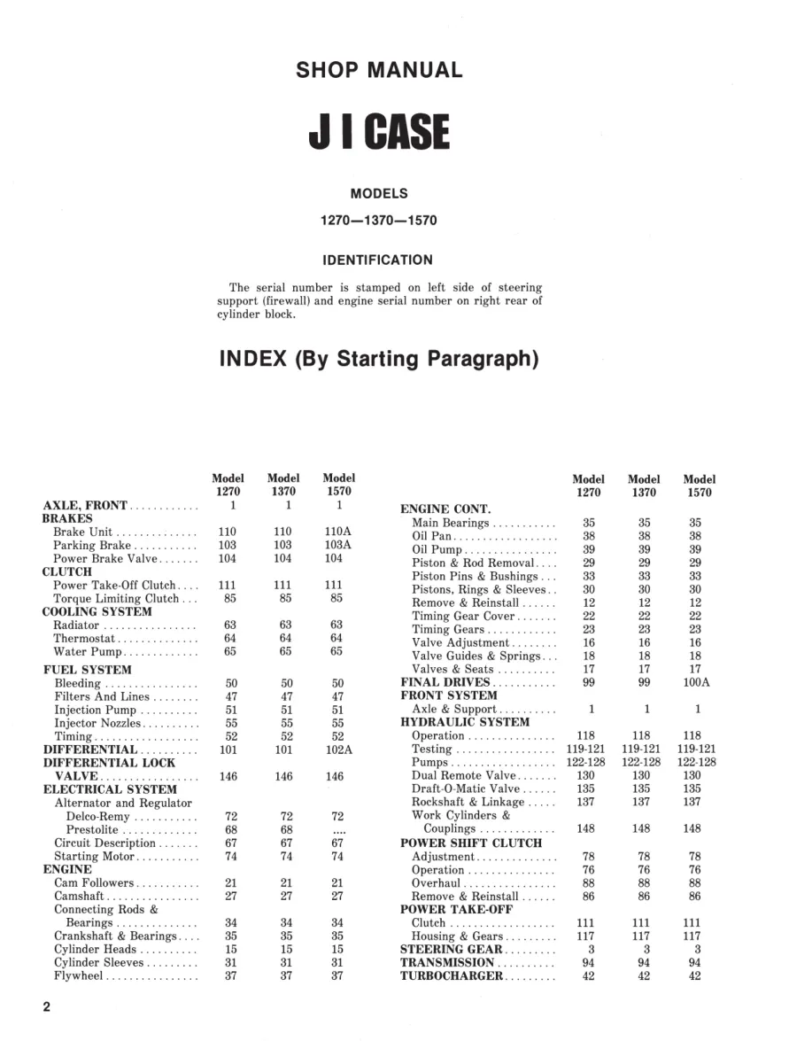 David Brown Case 1270 1370 1570 Tractor Service & Repair Manual preview page 2