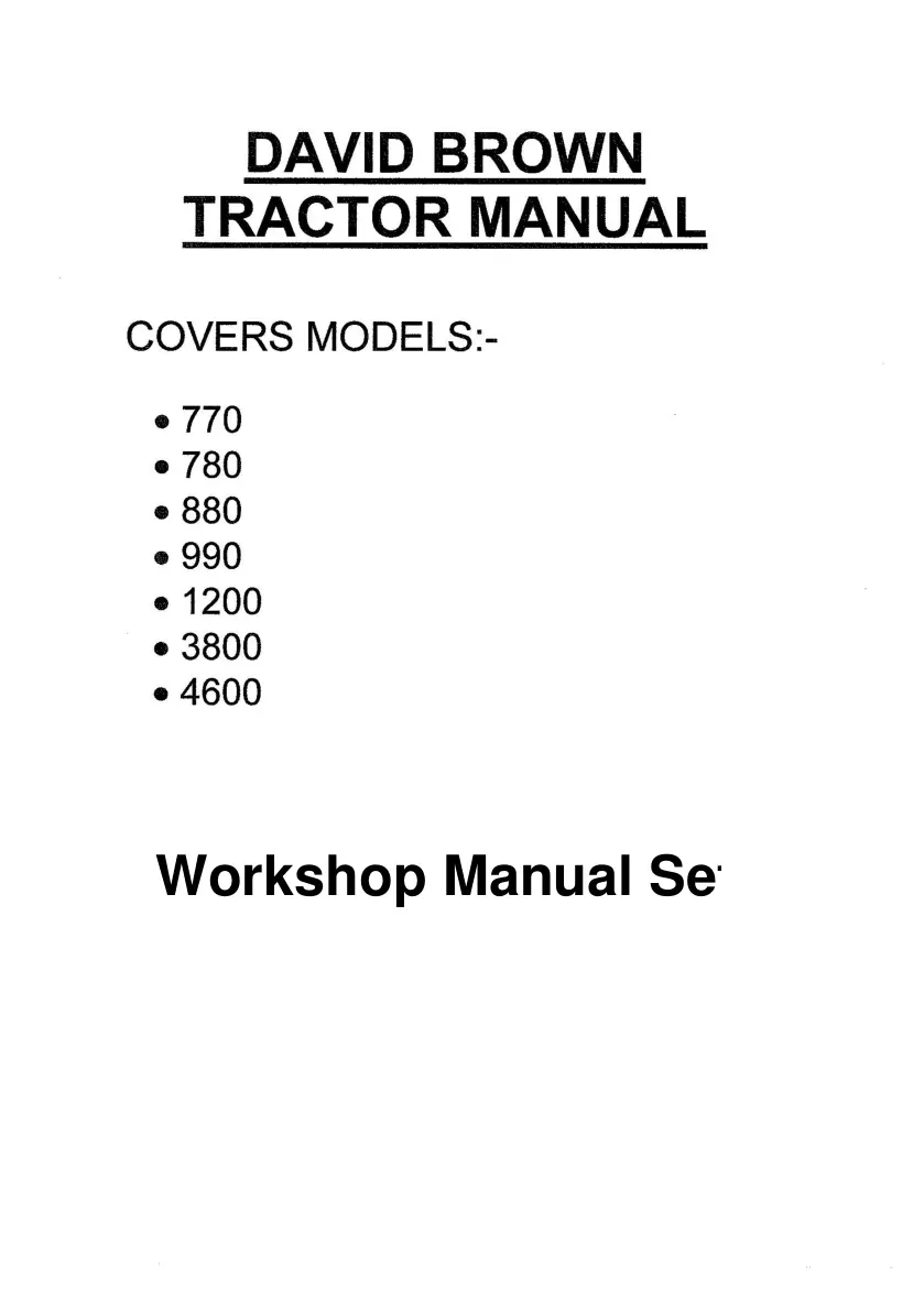 David Brown Case 780 880 990 1200 Tractor Service & Repair Manual preview page 1