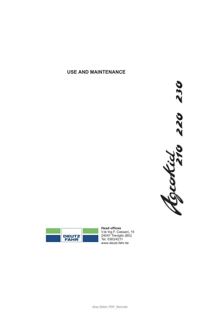 Deutz Fahr Agrokid 210 220 230 Tractor Operator's Manual preview page 1