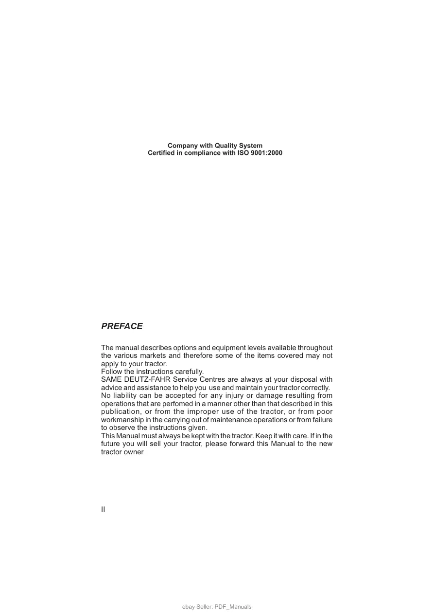 Deutz Fahr Agroplus 67 77 87 Tractor Operator's Manual preview page 2