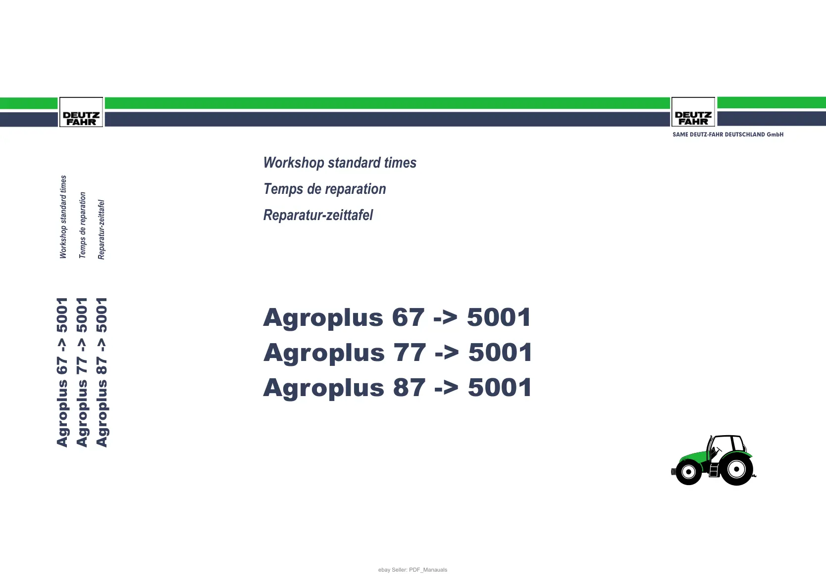 Deutz Fahr Agroplus 67 & 77 87 Tractor Parts Manual preview page 1