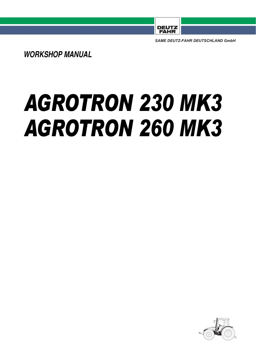 Deutz Fahr Agrotron 230 260 MK3 Tractor Service & Repair Manual preview page 1