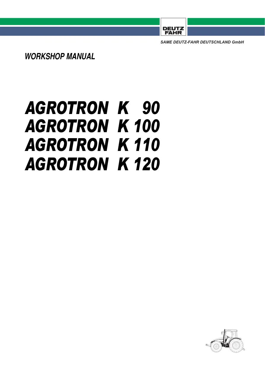 Deutz Fahr Agrotron K90 K100 K110 K120 Tractor Service & Repair Manual preview page 1