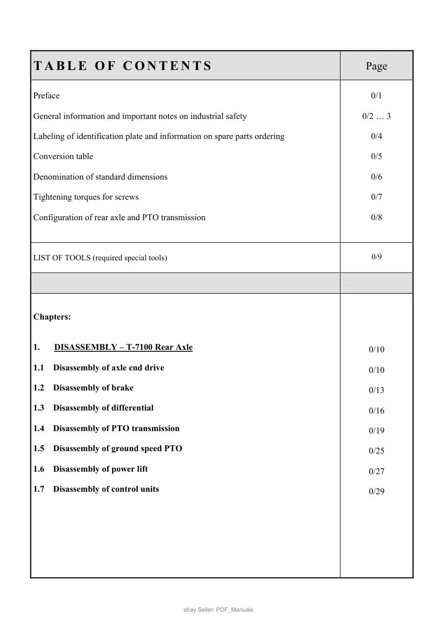 Deutz Fahr Tractor ZF Rear Axle T-7100 Service & Repair Manual preview page 3