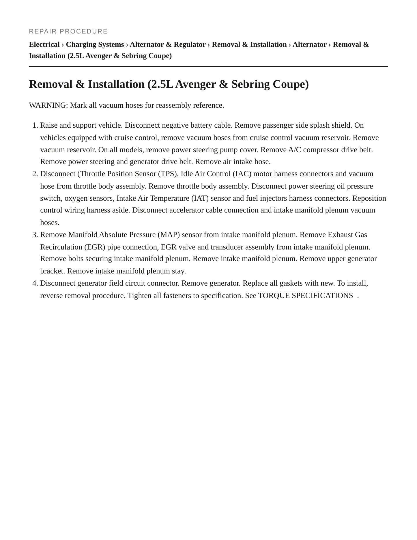 1995 Dodge Avenger Service and Repair Manual preview page 7