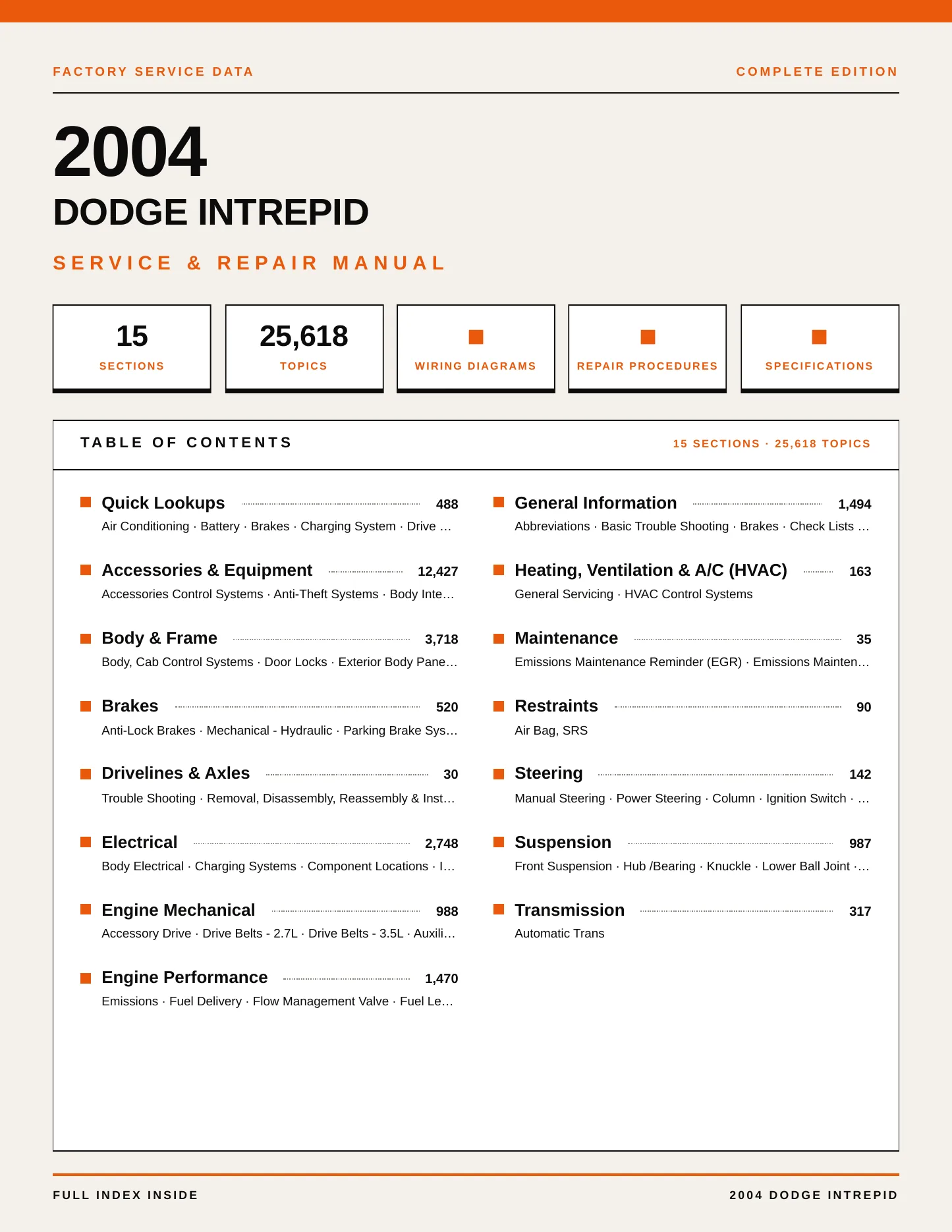 2004 Dodge Intrepid Service and Repair Manual preview page 1
