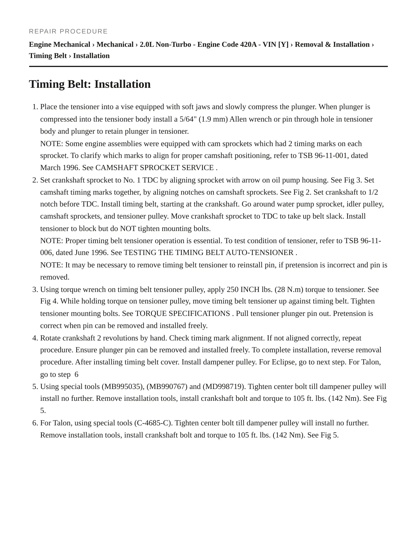 1996 Eagle Talon Service and Repair Manual preview page 5
