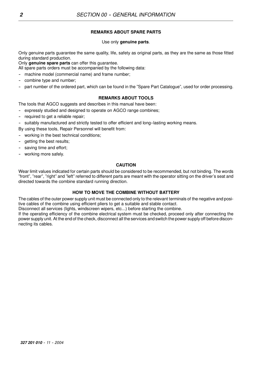 Fendt 5270C 6300C Combine Service & Repair Manual preview page 6