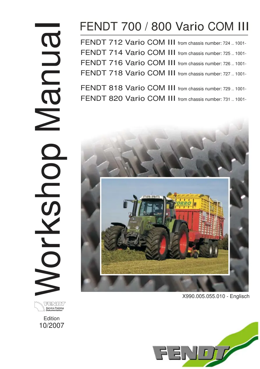 Fendt 700 712 714 716 718 800 818 820 Vario Com III Tractor Service & Repair Manual preview page 1
