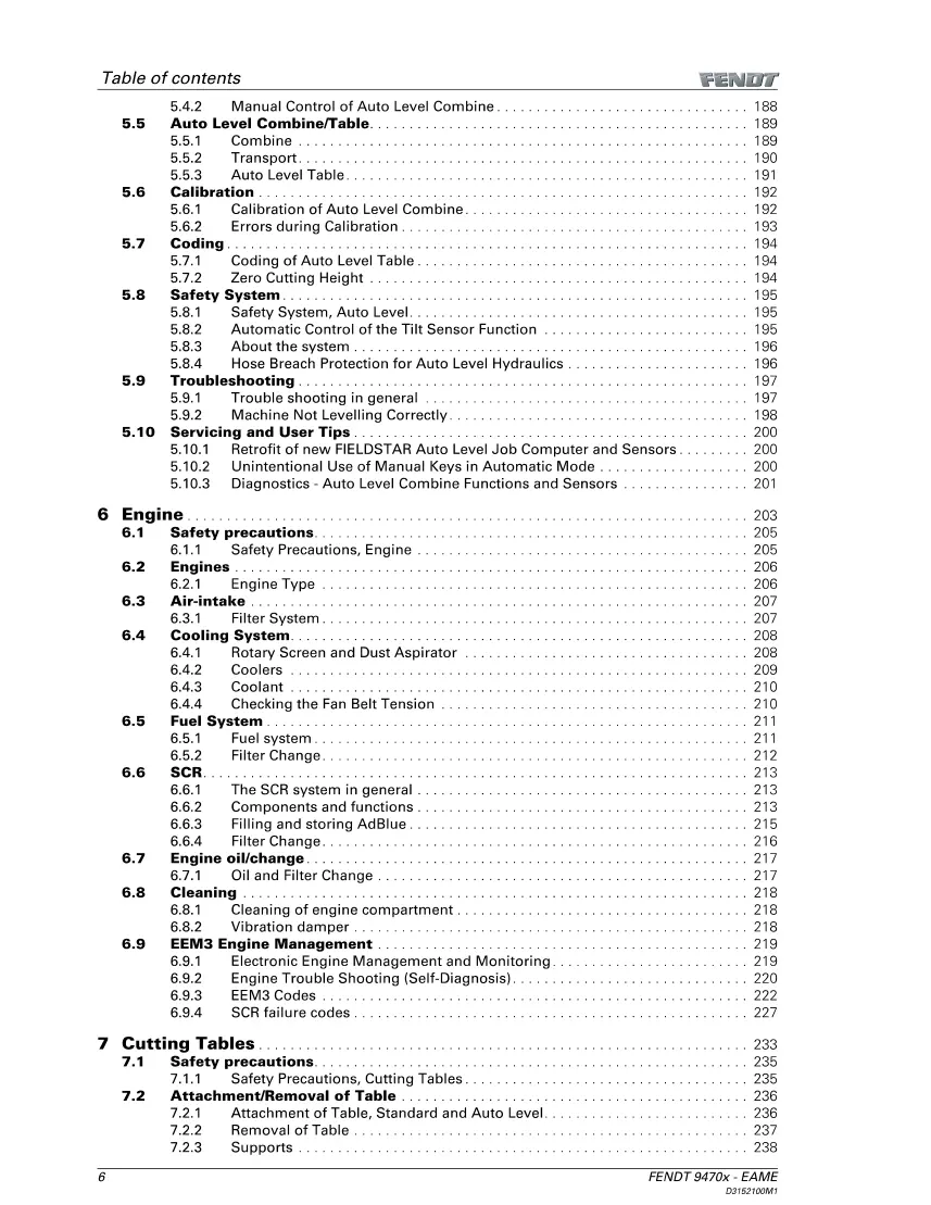 Fendt Combine 9470x AL Service & Repair Manual preview page 6