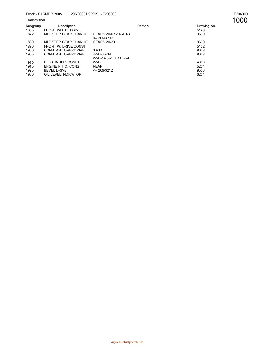Fendt Farmer 260V 260 V Tractor Parts Manual preview page 2