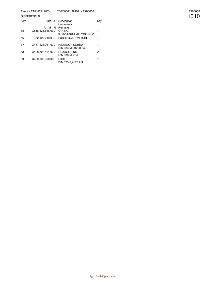 Fendt Farmer 260V 260 V Tractor Parts Manual preview page 6