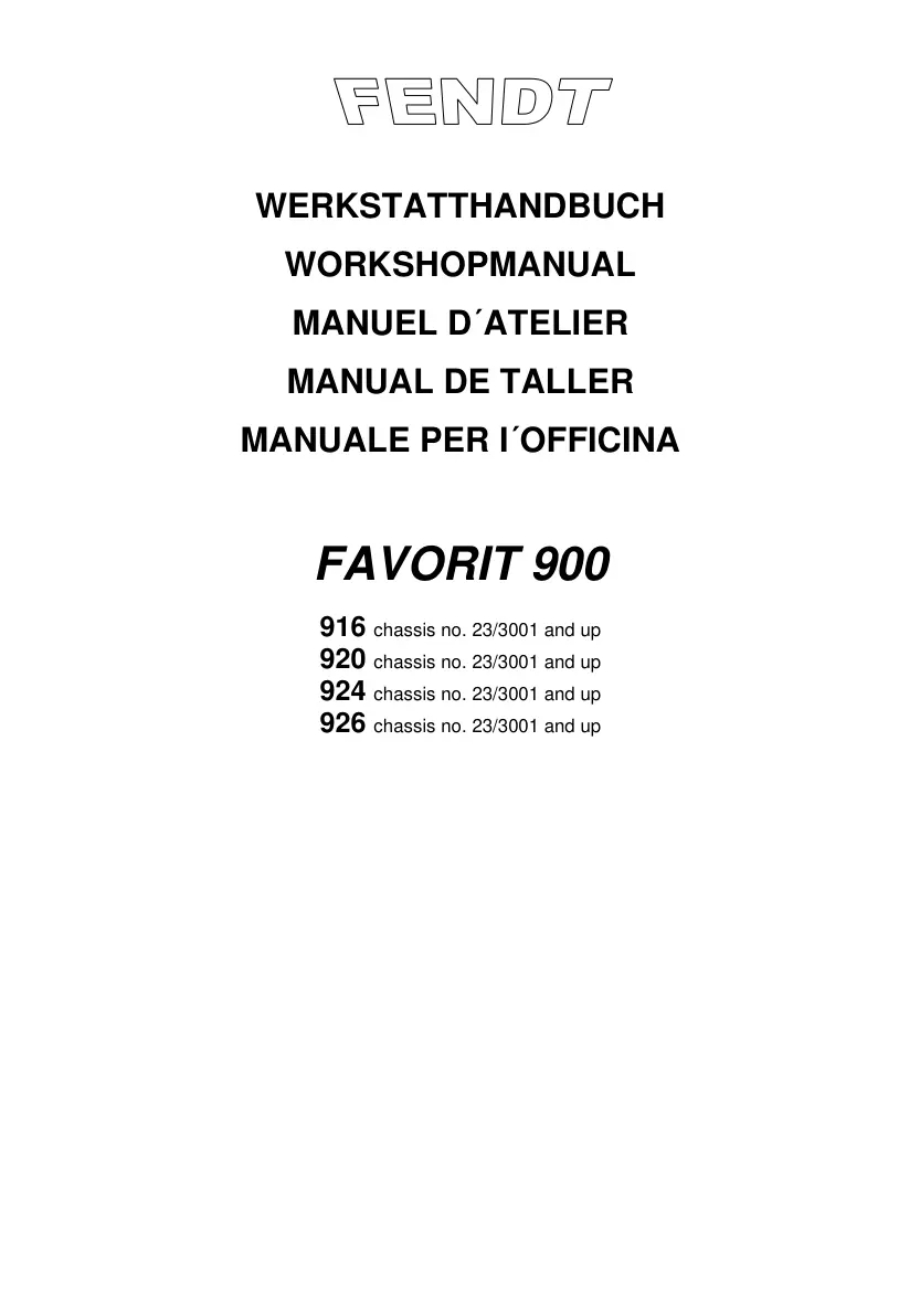Fendt Favorit 900 916 920 924 926 Tractor Service & Repair Manual preview page 1