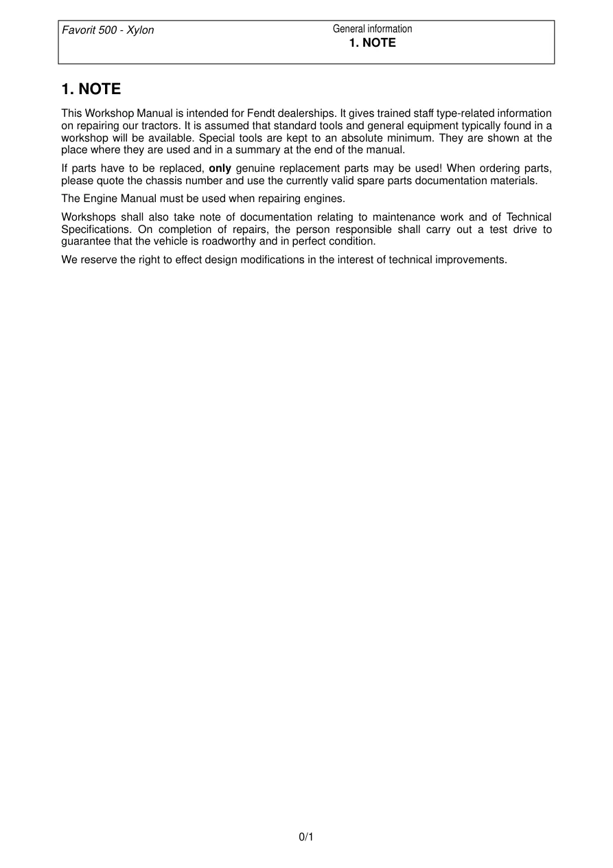 Fendt Xylon Favorit Series Tractors Transmission Service & Repair Manual preview page 5