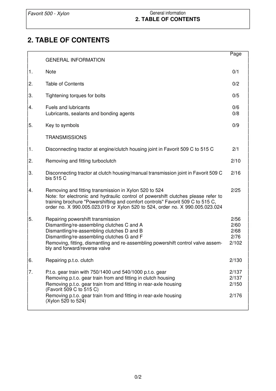 Fendt Xylon Favorit Series Tractors Transmission Service & Repair Manual preview page 6