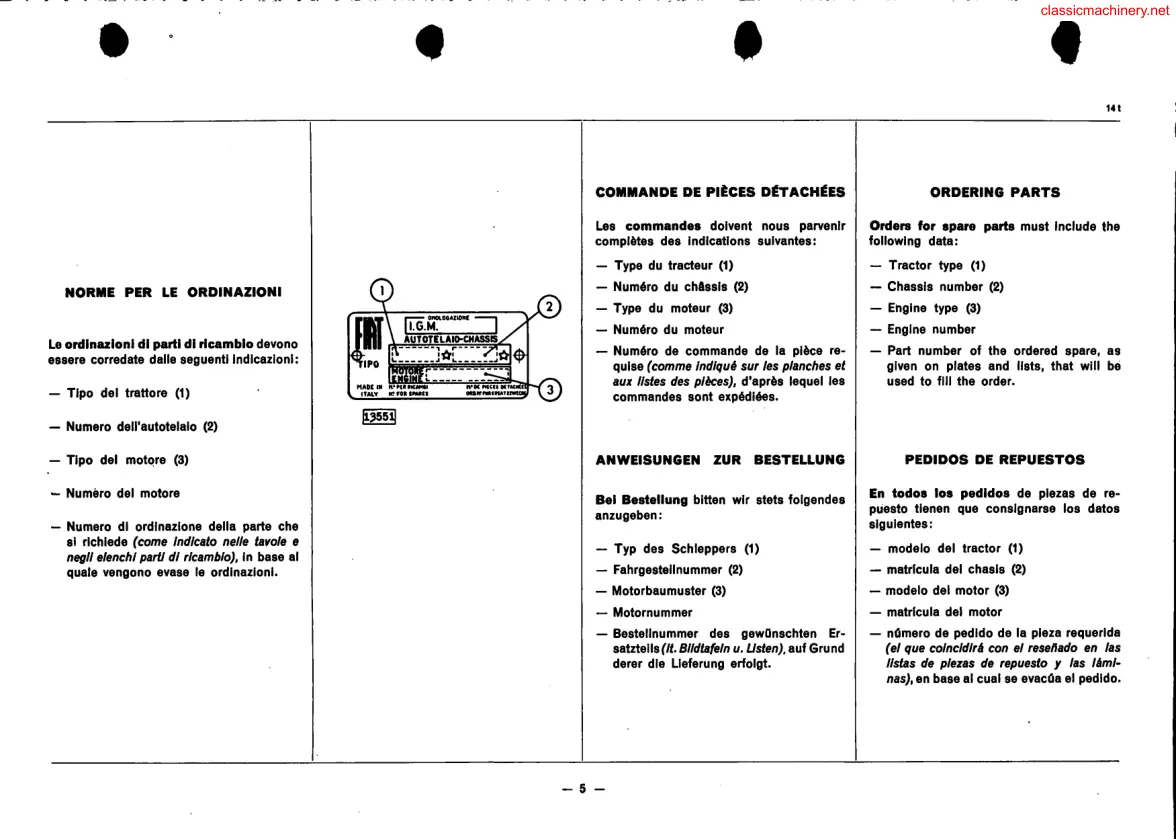 Fiat 1180 & 1180D Tractor Parts Manual preview page 5
