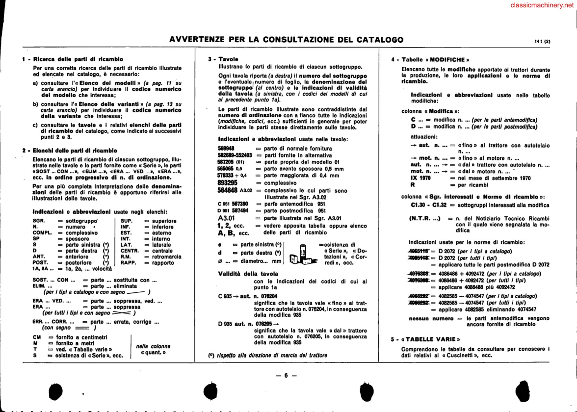 Fiat 1180 & 1180D Tractor Parts Manual preview page 6