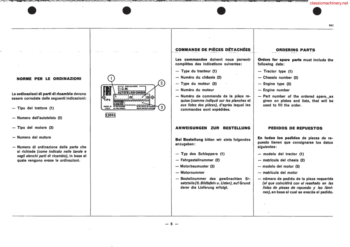 Fiat 1380 & 1380DT Series Tractor Parts Manual preview page 4
