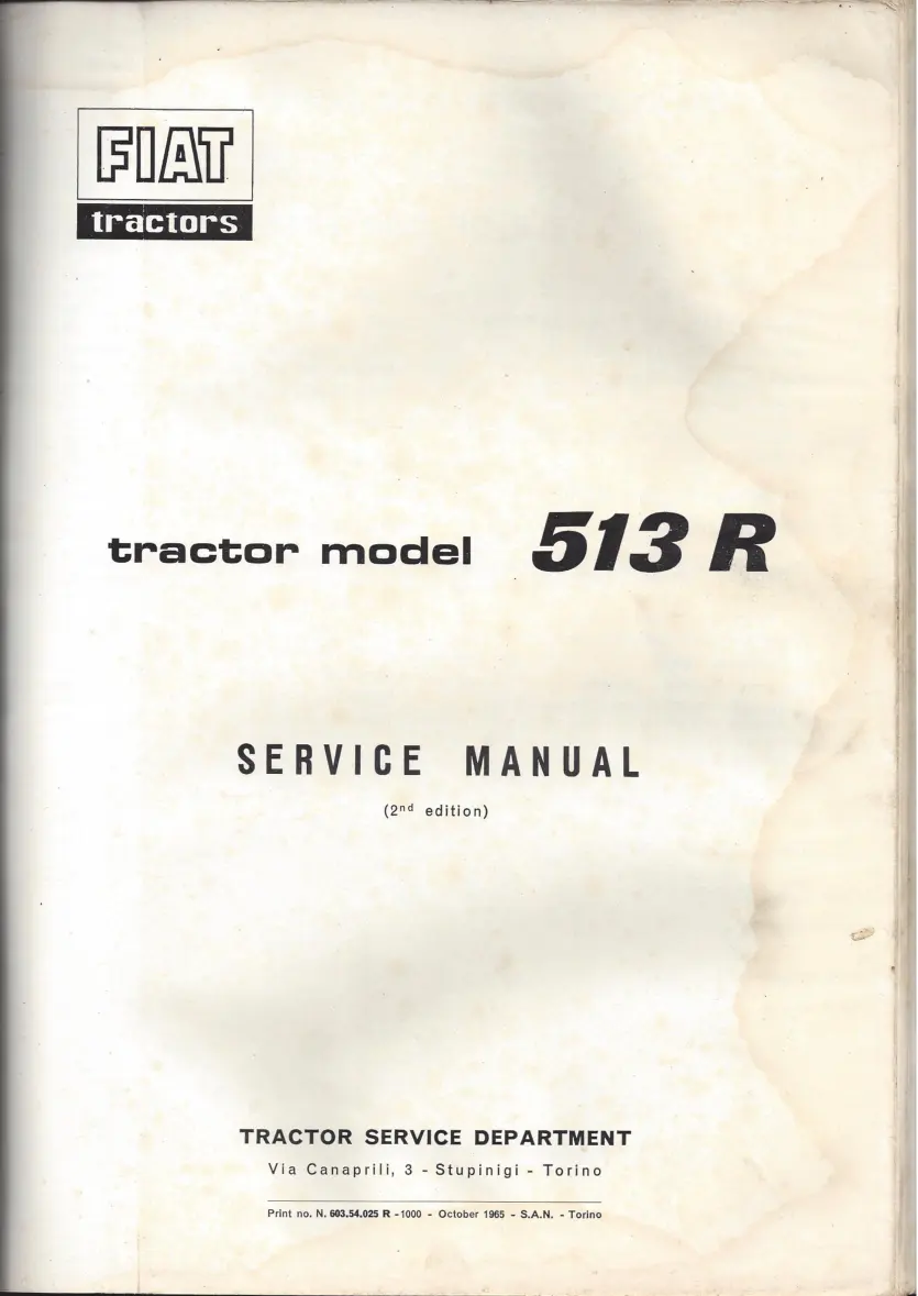 Fiat 513 R 513R Tractor Service & Repair Manual preview page 2