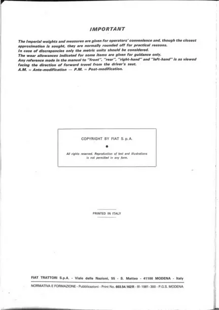 Fiat 605C Crawler Tractor Service & Repair Manual preview page 3