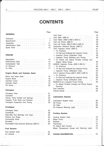 Fiat 605C Crawler Tractor Service & Repair Manual preview page 5