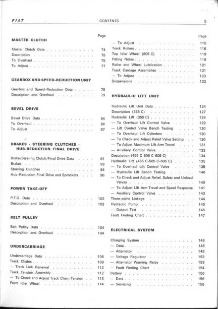 Fiat 605C Crawler Tractor Service & Repair Manual preview page 6