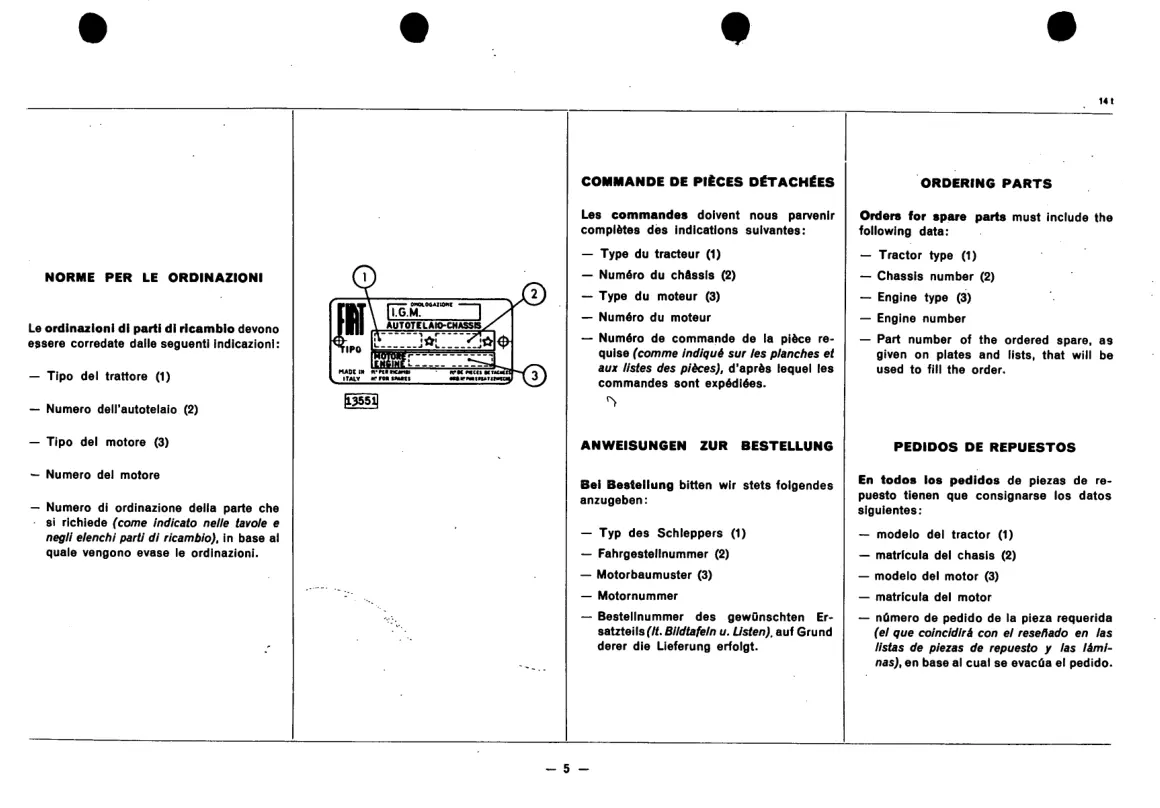 Fiat 880 DT5 Tractor Parts Manual preview page 4