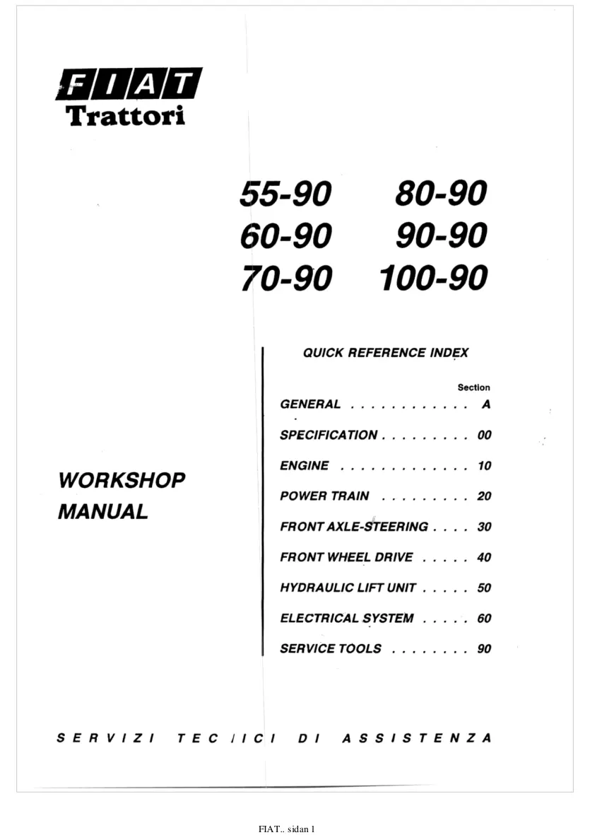 Fiat 90 Series Tractors (55-90/60-90/70-90/80-90/90-90/100-90) Service & Repair Manual preview page 1