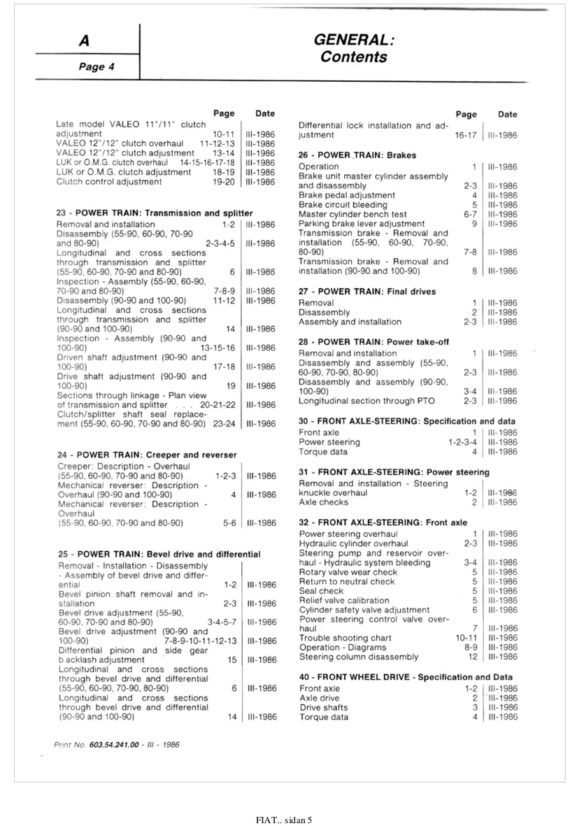 Fiat 90 Series Tractors (55-90/60-90/70-90/80-90/90-90/100-90) Service & Repair Manual preview page 5