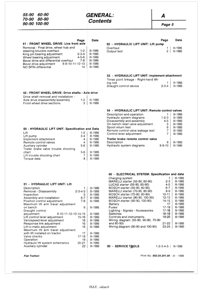 Fiat 90 Series Tractors (55-90/60-90/70-90/80-90/90-90/100-90) Service & Repair Manual preview page 6