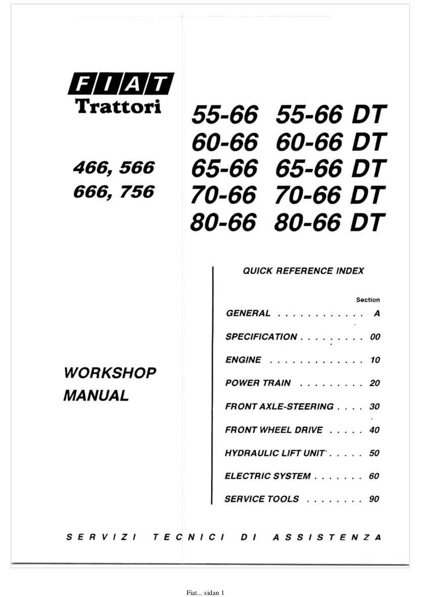 Fiat Tractor 466 & 566 666 766 45-66 55-66 60-66 65-66 70-66 80-66 DT Service & Repair Manual preview page 1