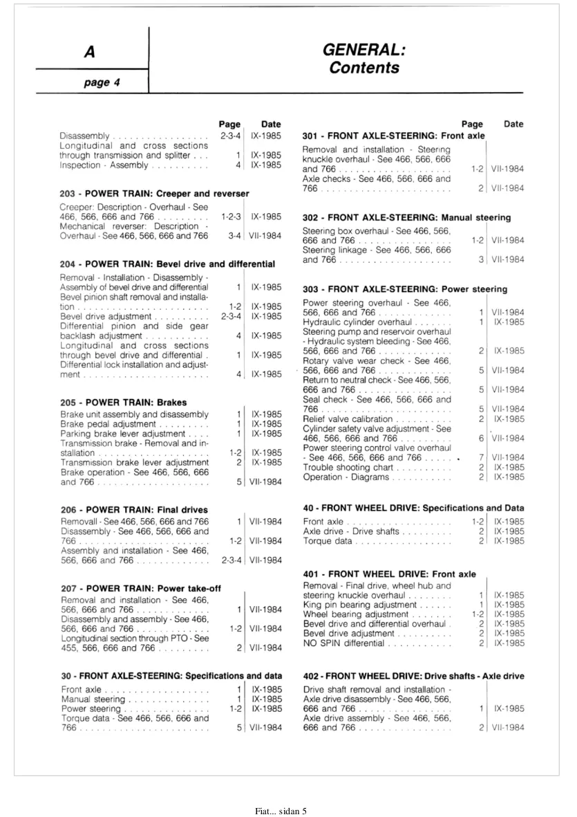 Fiat Tractor 466 & 566 666 766 45-66 55-66 60-66 65-66 70-66 80-66 DT Service & Repair Manual preview page 5
