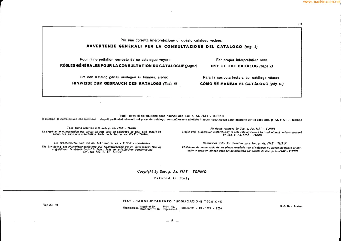 Fiat Trattori Serie 750 Tractor Parts Manual preview page 2