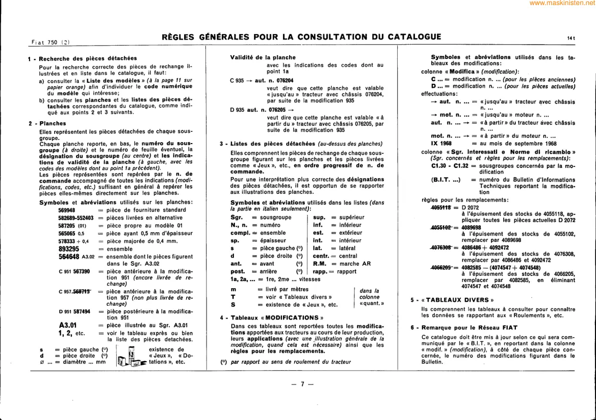 Fiat Trattori Serie 750 Tractor Parts Manual preview page 6