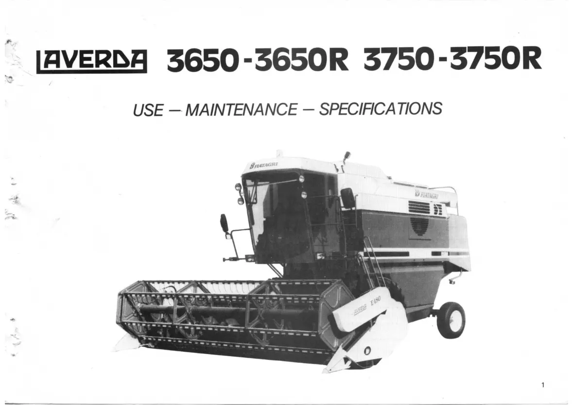Fiatagri Laverda 3650 3750 Combine Operator's Manual preview page 4