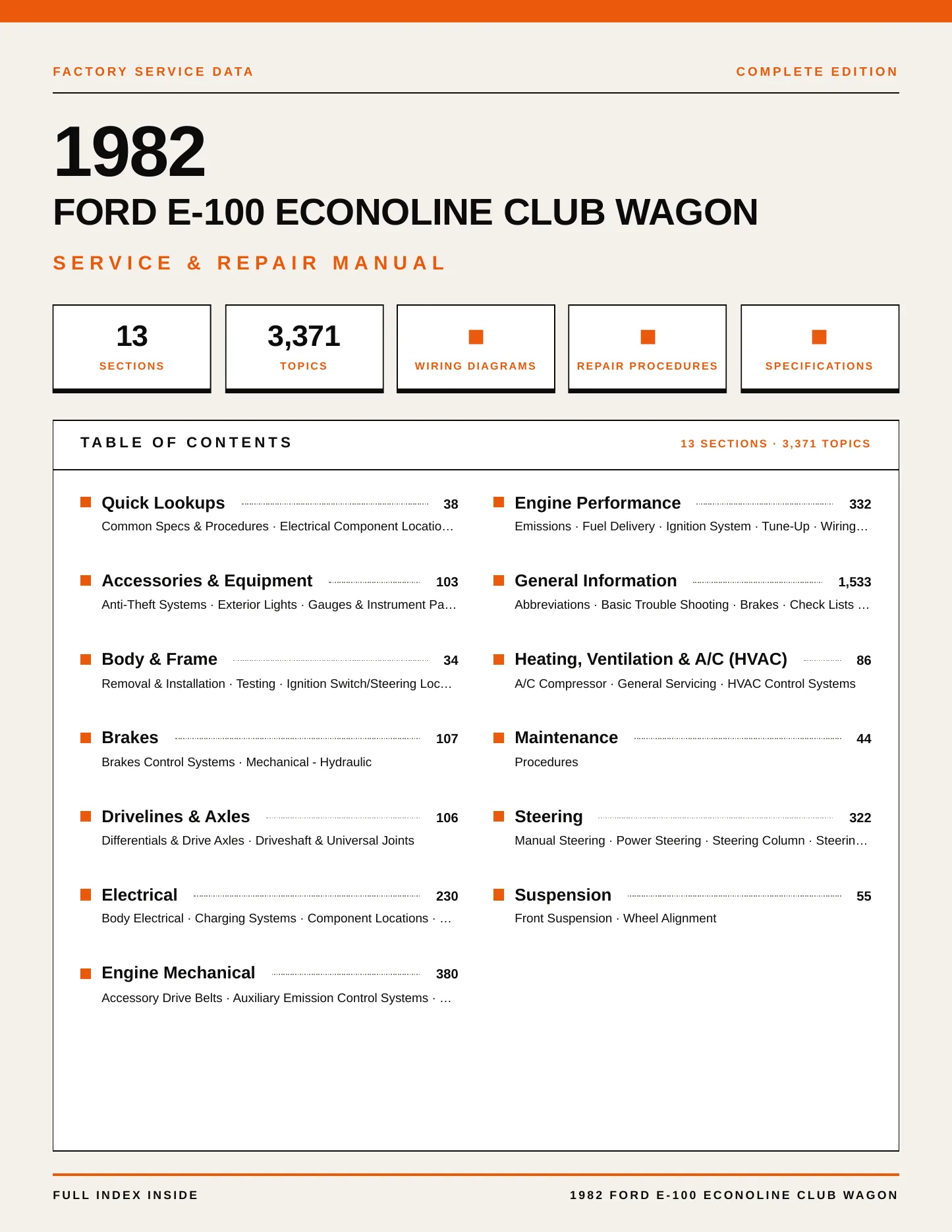 1982 Ford E-100 Econoline Club Wagon service manual page 1