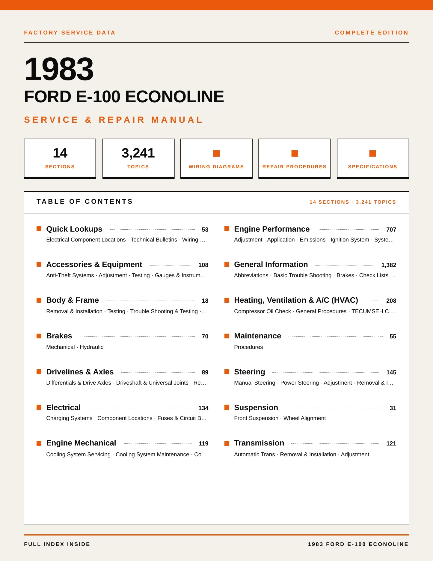 1983 Ford E-100 Econoline service manual page 1