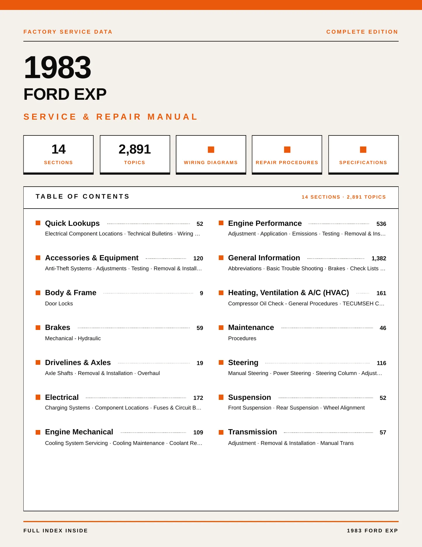 1983 Ford EXP service manual page 1