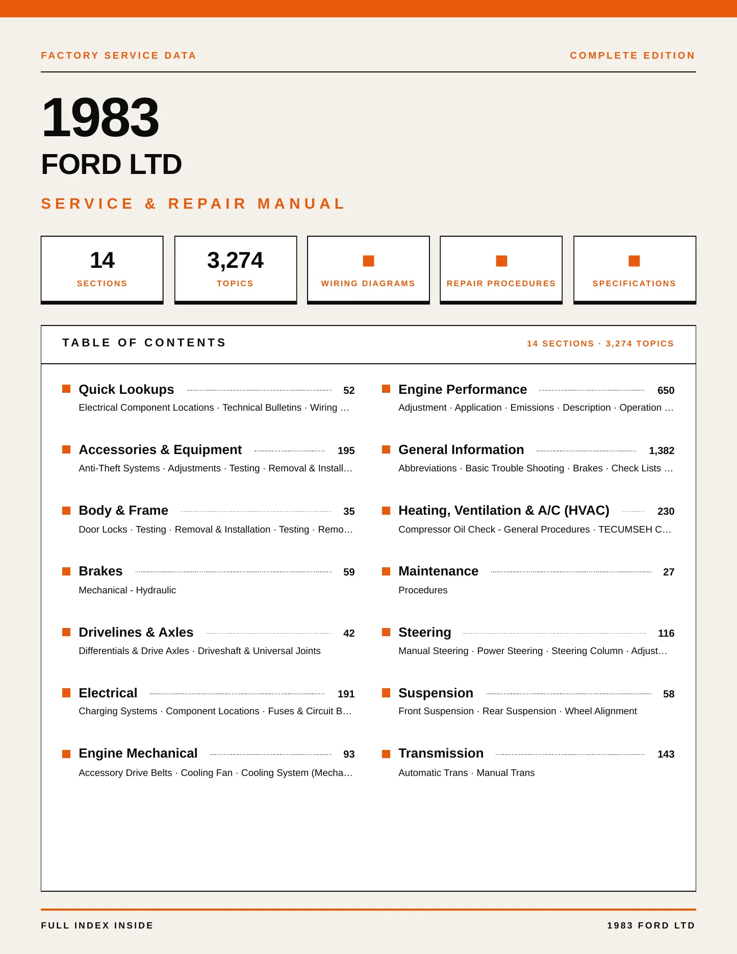 1983 Ford LTD Service and Repair Manual preview page 1