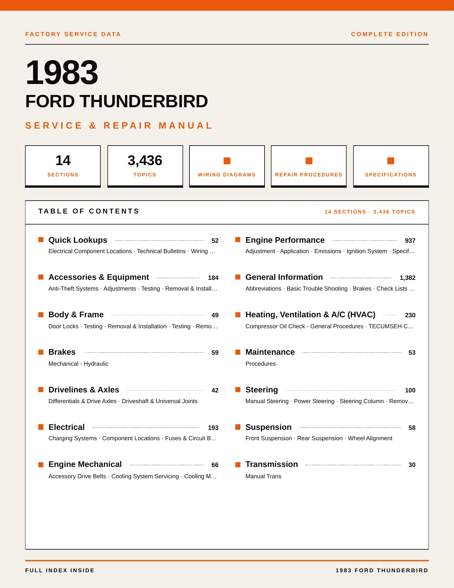 1983 Ford Thunderbird service manual page 1