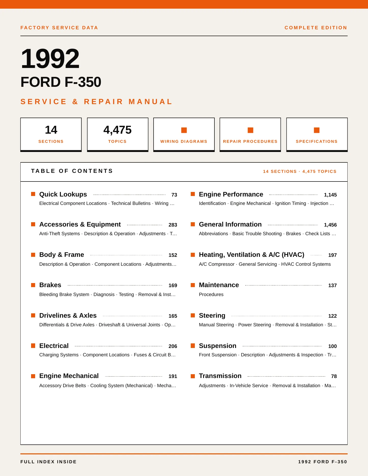 1992 Ford F-350 service manual page 1