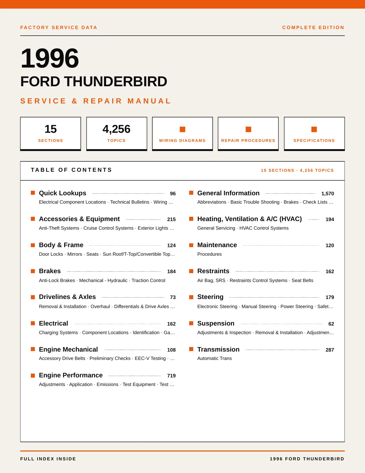 1996 Ford Thunderbird service manual page 1