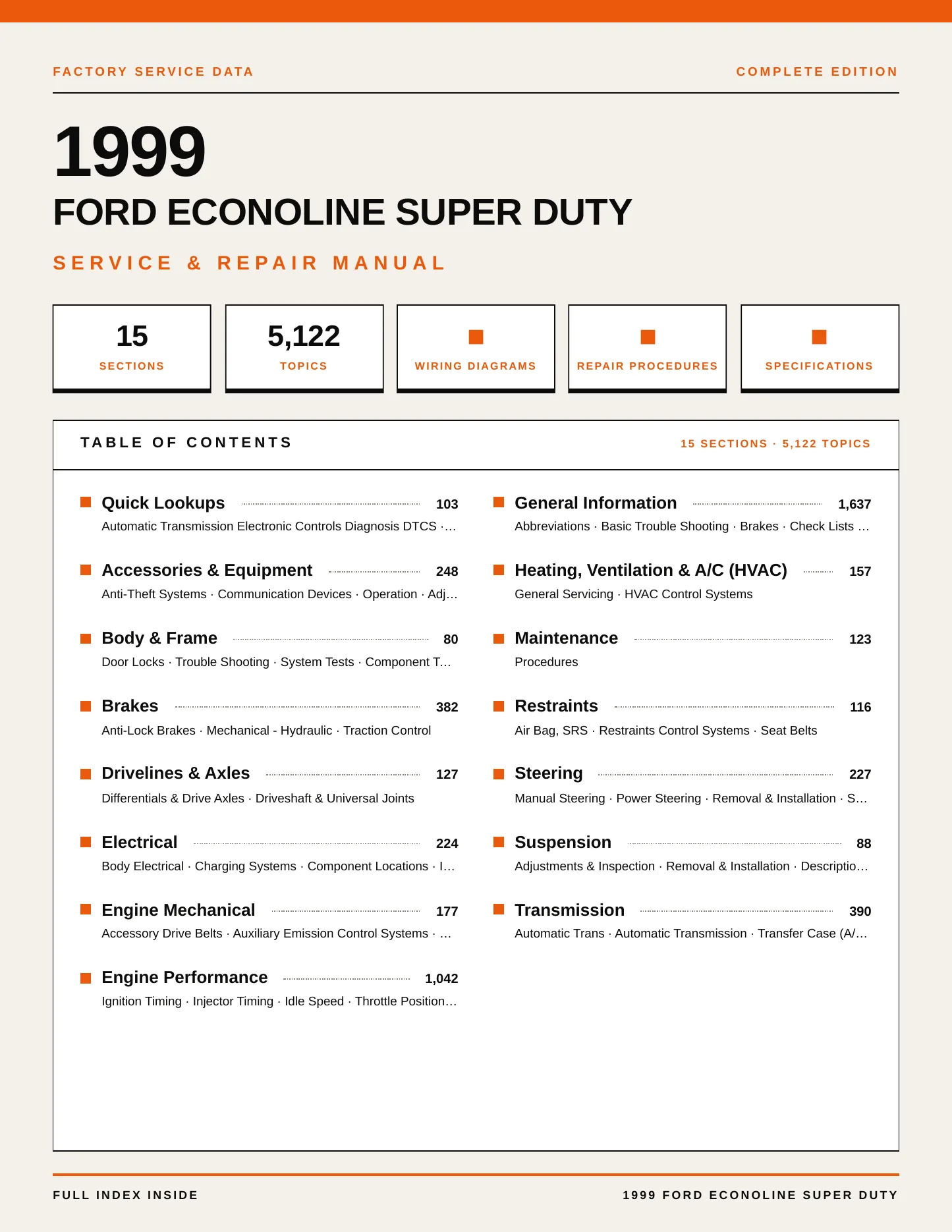 1999 Ford Econoline Super Duty service manual page 1
