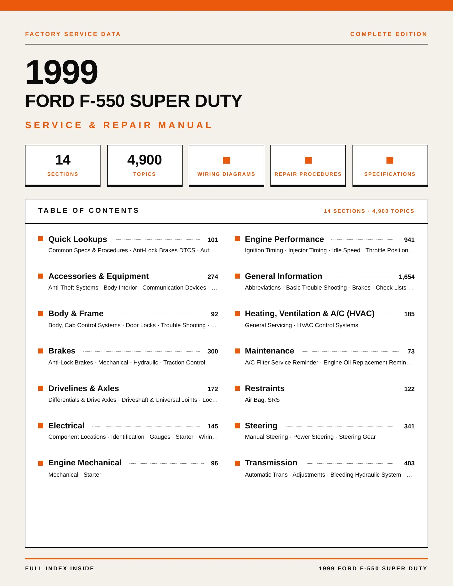 1999 Ford F-550 Super Duty service manual page 1