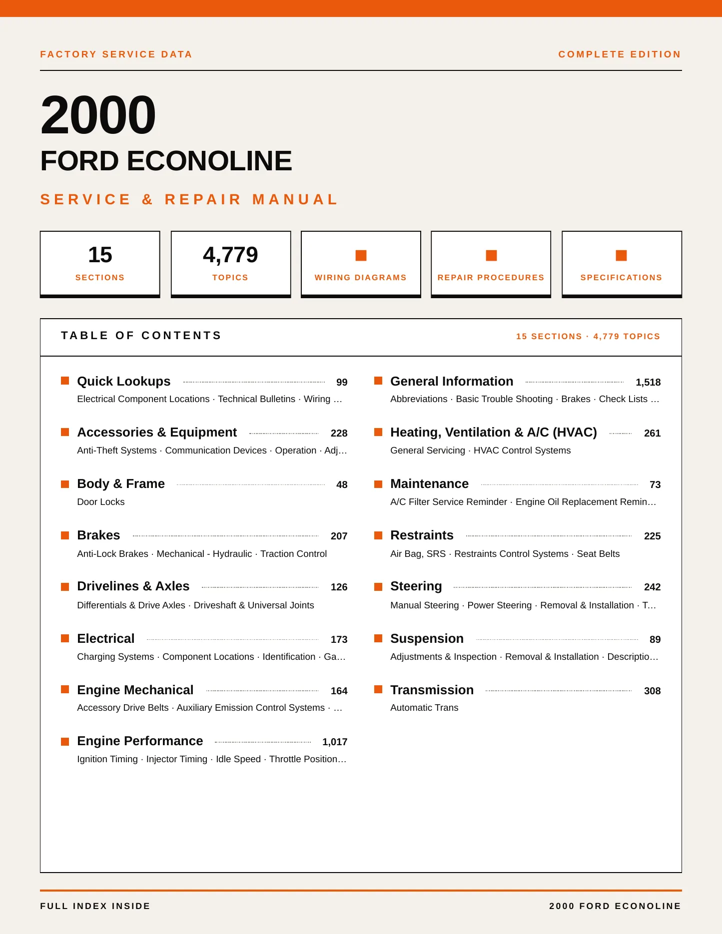 2000 Ford Econoline service manual page 1